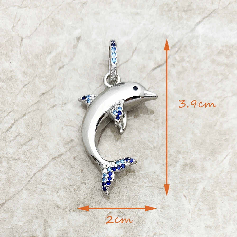 Pendant Dolphin Blue Brand 925 Sterling Silver Glam Jewelry 2023 Europe Style Accessorie Soul Lucky Gift For Woman