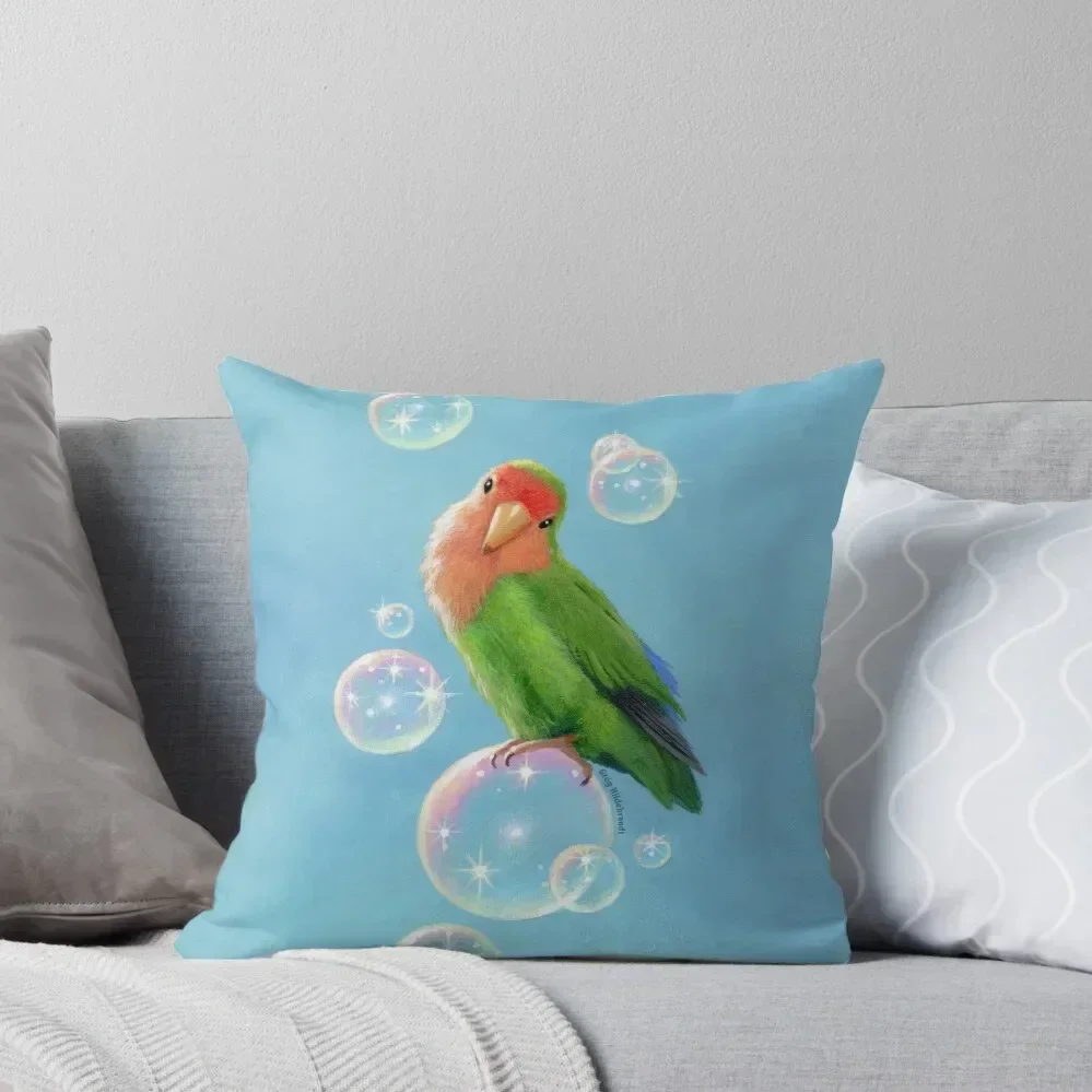 Peach faced Lovebird - Bubbles on Bubbles Throw Pillow pillow pillowcase Sofa Covers For Living Room luxury sofa pillows pillow