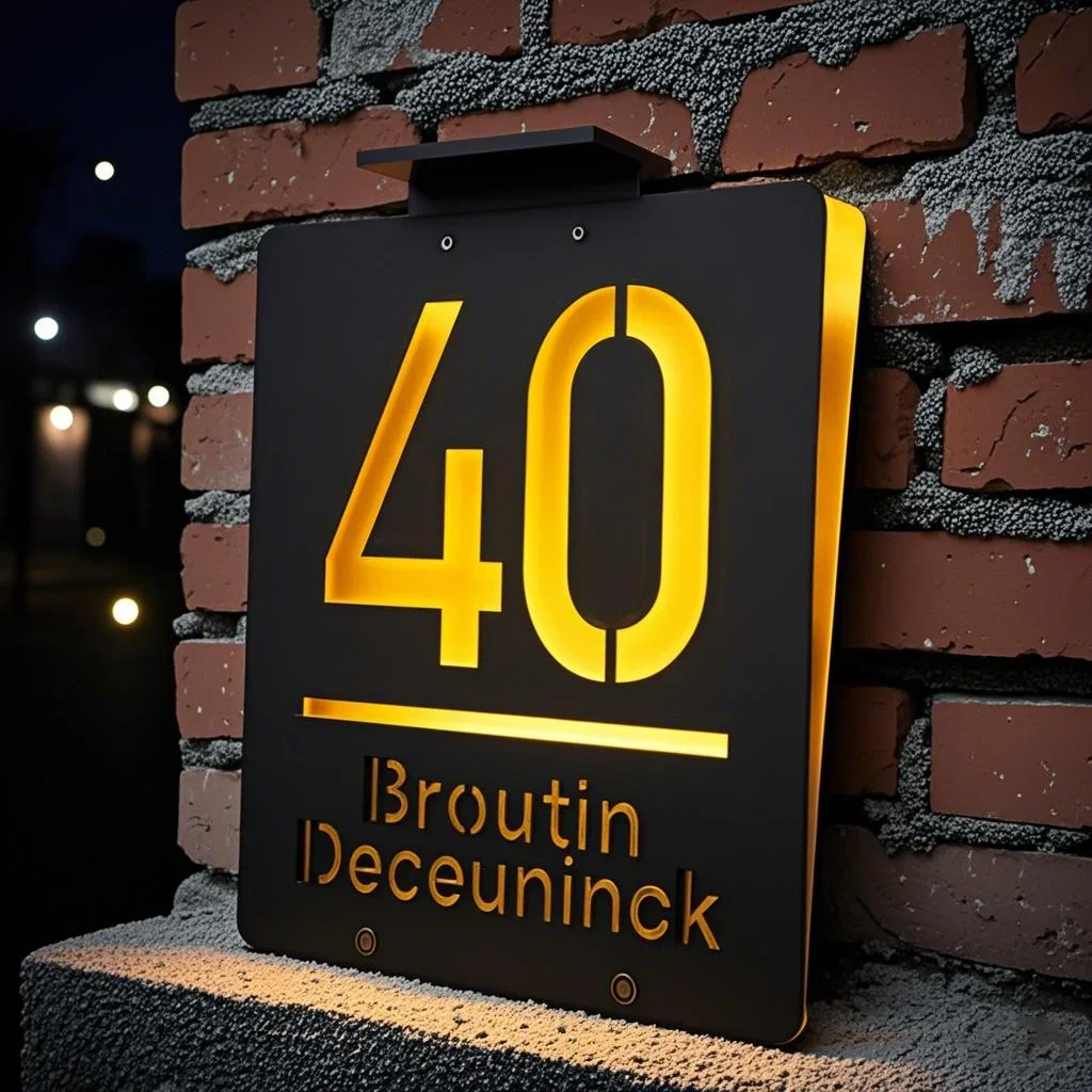 Customized 3D Solar Outdoor Doorplate Personalized LED Light Illuminated House Number Sign Acrylic Plate Exterior Address Sign