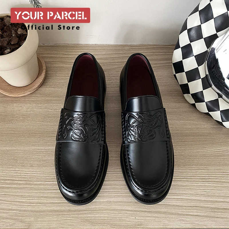 Vampire loafers with leather toe layer niche cowhide couple's blood red sheepskin lining breathable lazy slip in leather shoes