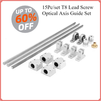 T8 Dual Lead Screw Guide for CNC Linear Rail Optical Axis KP08 SCS8UU 600mm Coupling Bearings Mounting Block SK8 Shaft Support