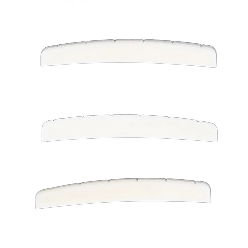 3pcs ​6 Strings​ ​Electric Guitar Nut​ ​Slotted​ ​Bone ​Guitar Bone Nut​ ​Curved Bottom​ ​43x3.2x5mm ​Pre-Slotted Nuts​