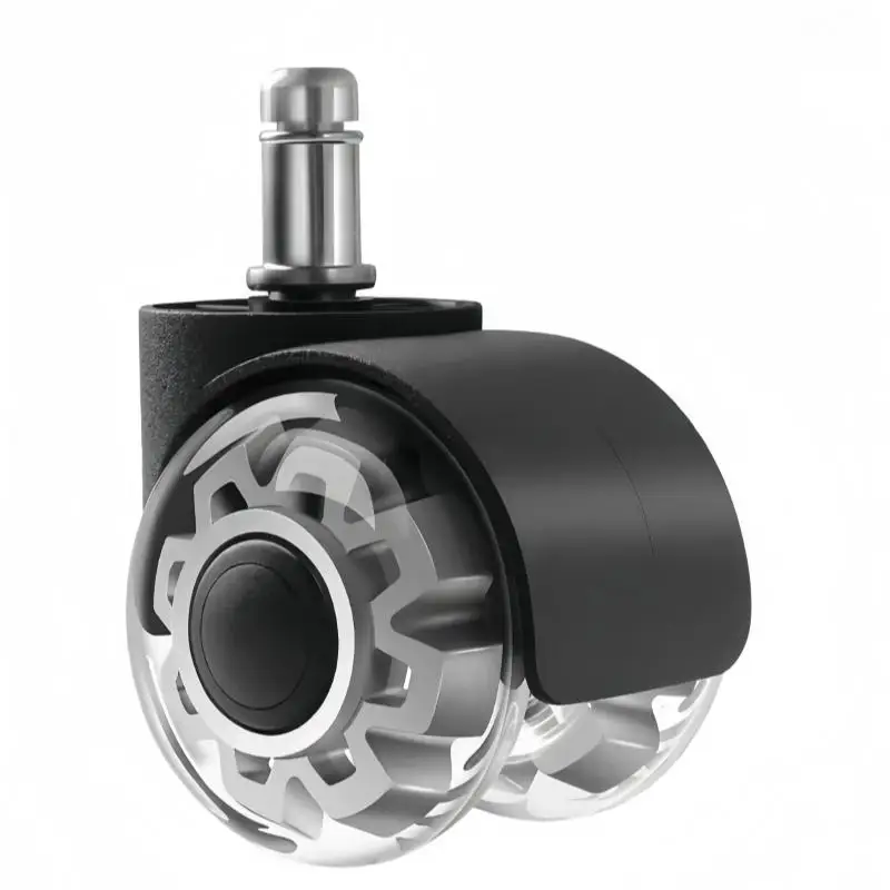PU snap spring pulley, does not damage the floor 2-inch transparent double wheel furniture caster, office chair swivel wheel