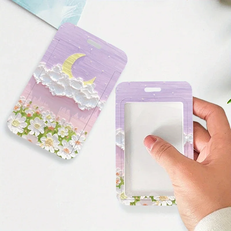 Porte-cartes à motif de fleurs pour la protection des cartes de bus, couverture de carte d'identité d'étudiant, porte-carte photo K-pop, belle couverture de repas et de porte