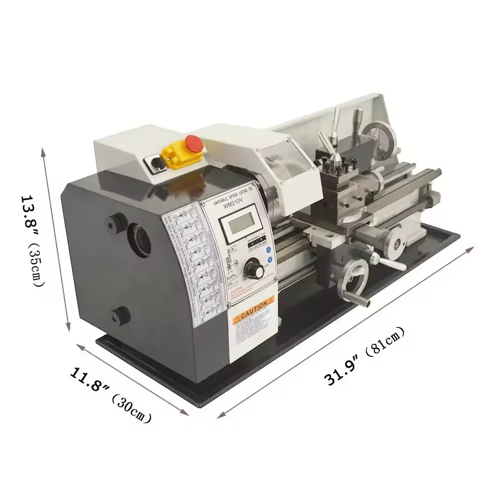 WM210V Manual Lathe High Quality Mini Lathe Machine Small Mechanical Metal Processing 38mm Bore 850W Brushless Motor