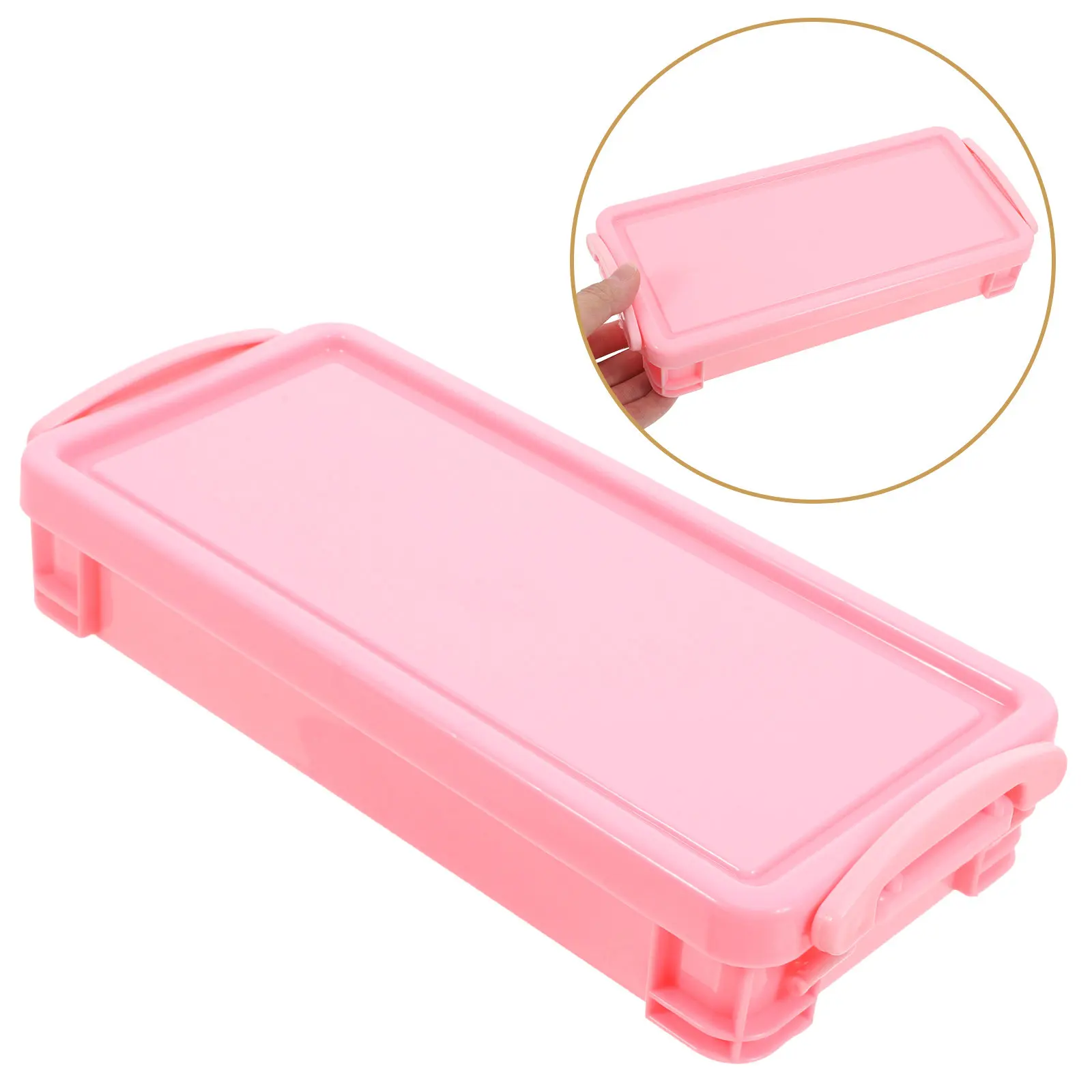 Stackable Hard Plastic Pencil Box Pencil Organizer Snap Tight Lid Large Capacity School Supplies Storage Case Crayon Storage