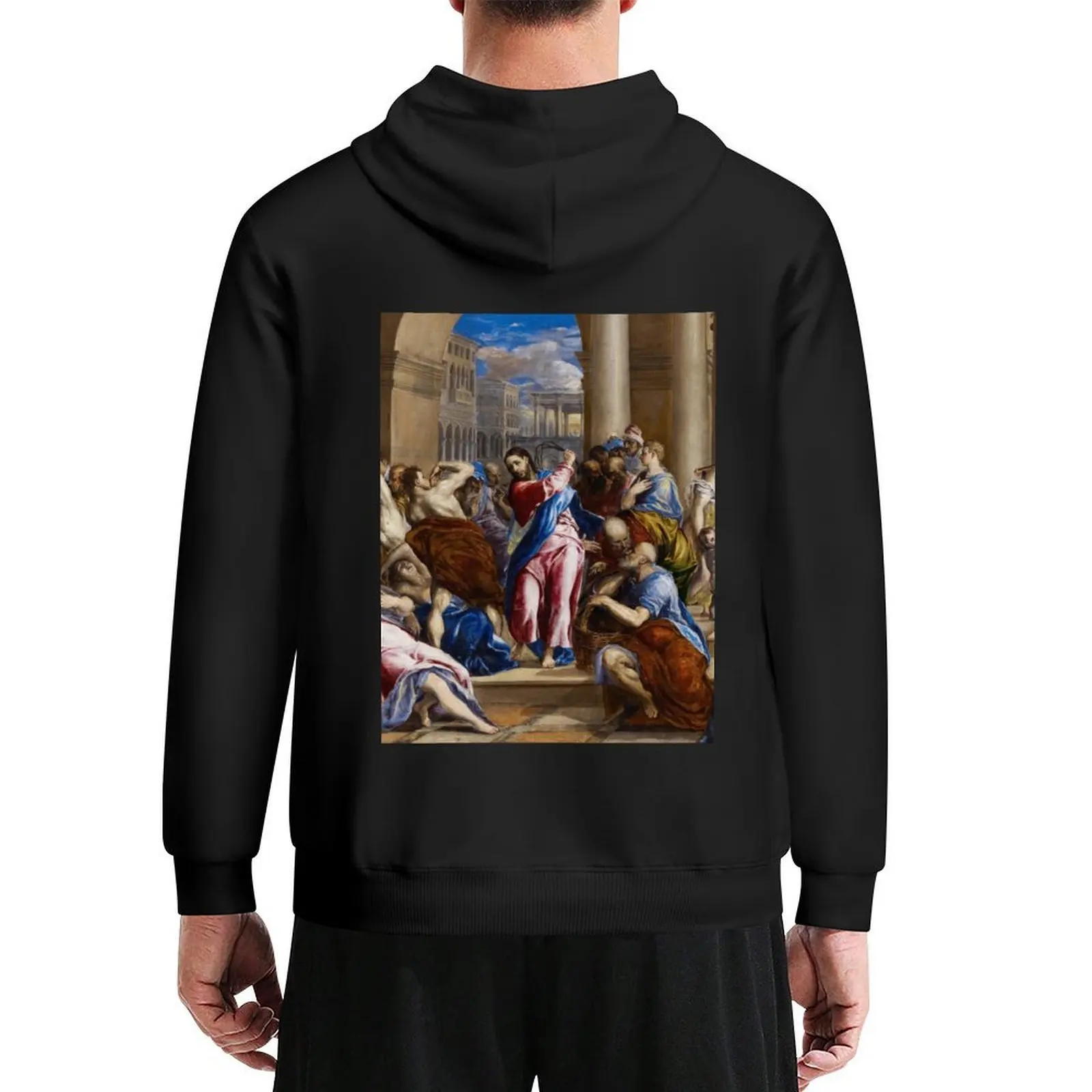 

Jesus Christ Driving the Money Changers from the Temple Christian art painting by El Greco Cleansing of the Temple 1600A Hoodie