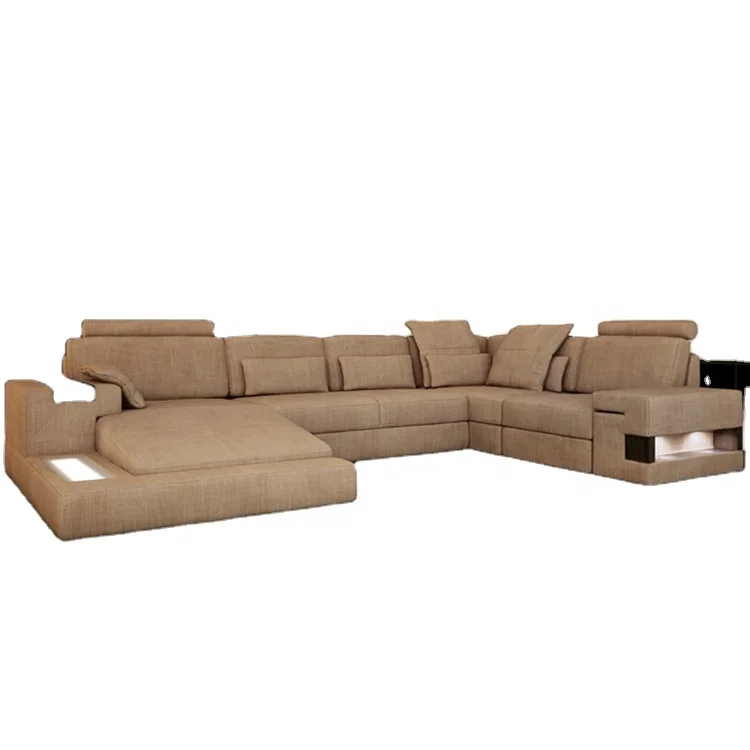 

Китайский U-образный кожаный диван с легкой кожей и губчатым наполнением для мебели для гостиной