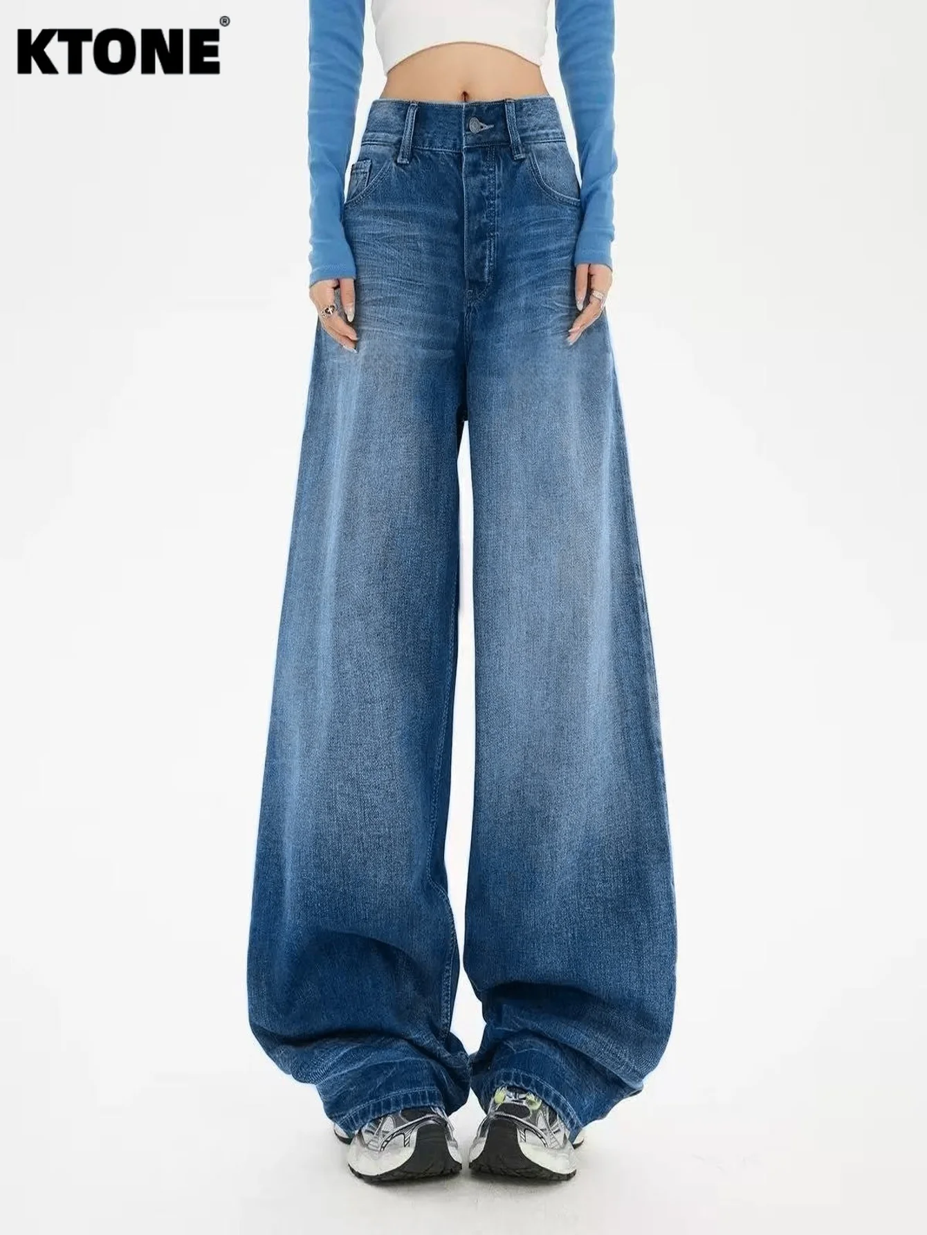 

Streetwear Jeans Blue Baggy For Man Minimalist Solid Color Drip No accessories or belts included