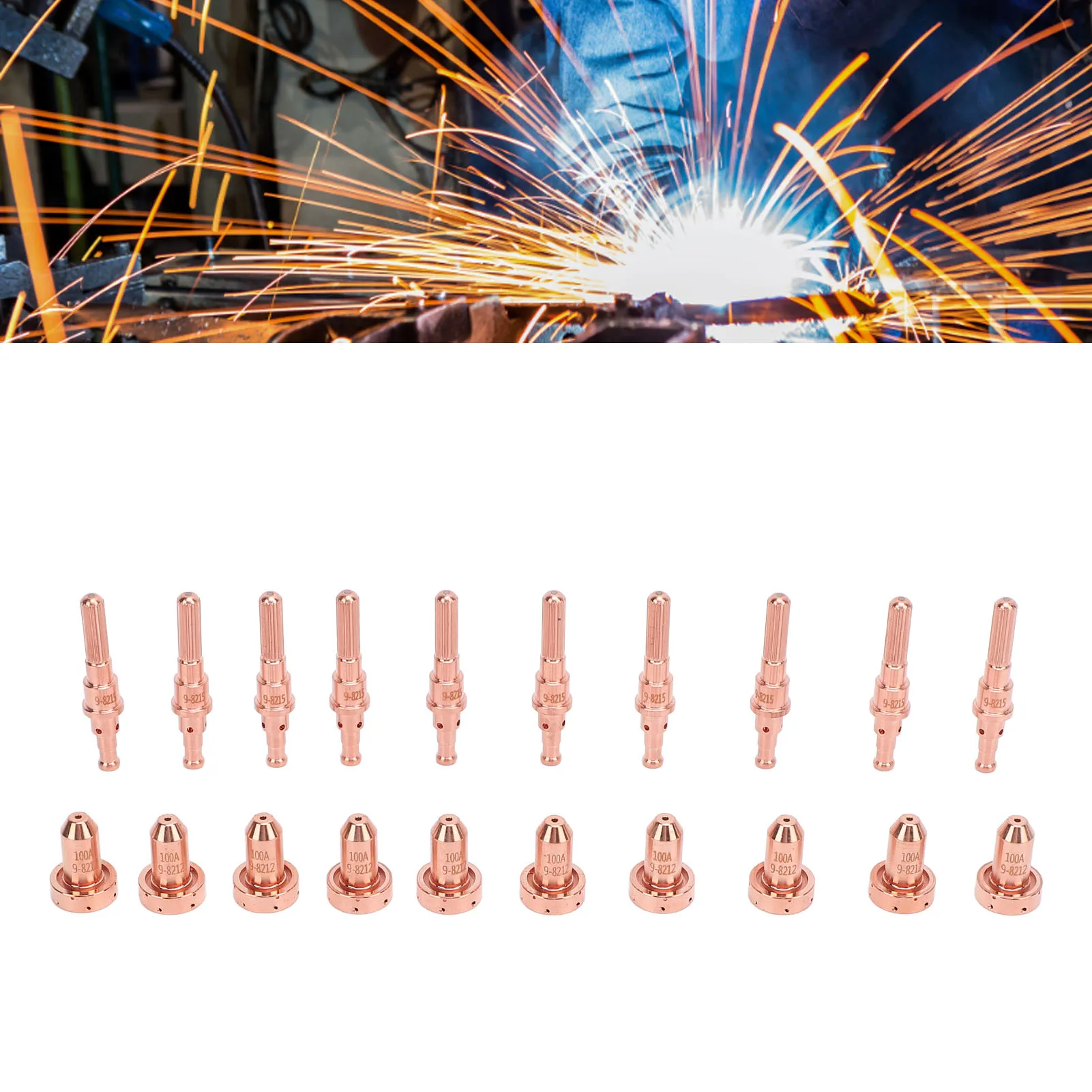 ノズル電極セット-9-8212-ノズル-9-8215-電極-sl60-sl100-プラズマ切断トーチ用真鍮ノズル電極セット