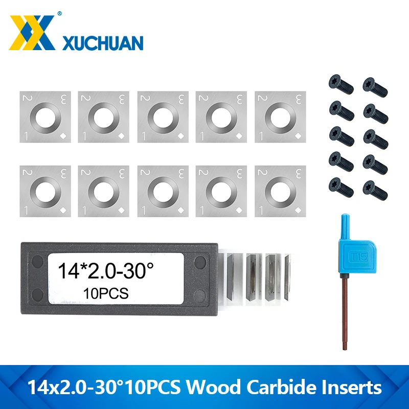 

XUCHUAN 10PCS Carbide Inserts Cutter 10.5-15mm 4-Edge Square Round Edge Blades 30 Degree Lathe Chisel Replacement Blade