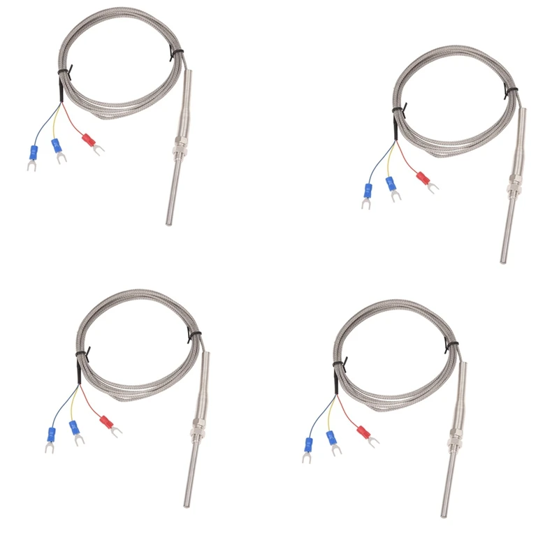 

4X 0-400C PT100 Type 5Mm X 50Mm Temperature Controller Thermocouple Probe 2 Meters