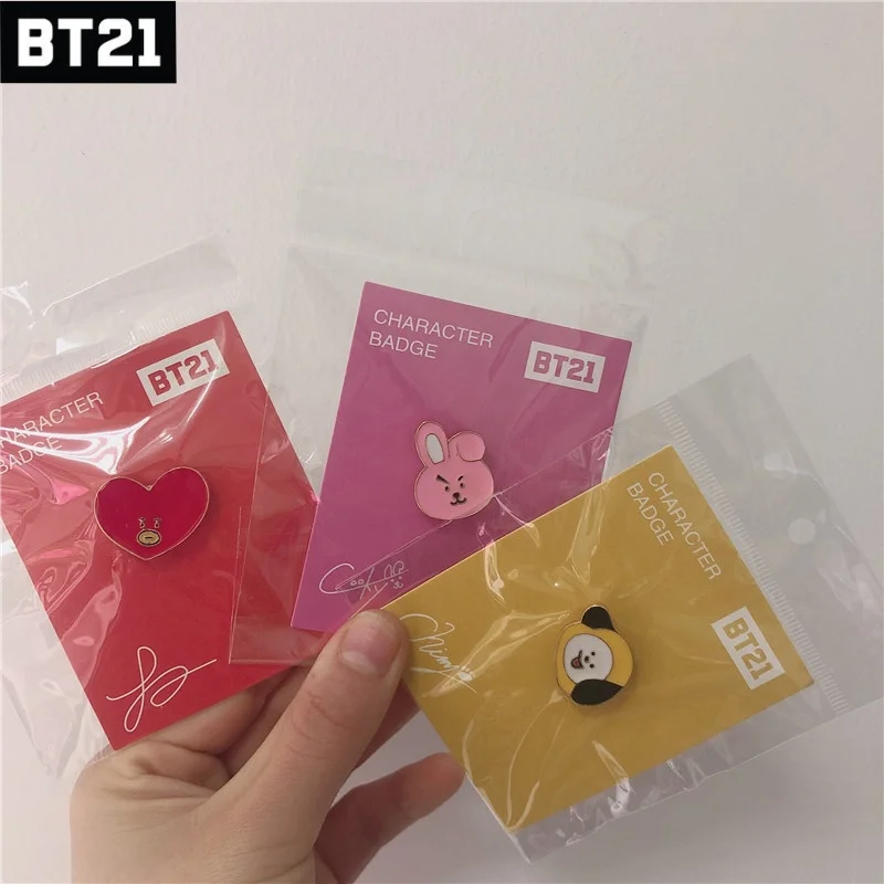 Kawaii Bt21 Cooky Tata Brooch Badge Fans Collect NEW Alloy Pins Diy Hats Clothes Backpack Decoration Clothing Accessories Gifts