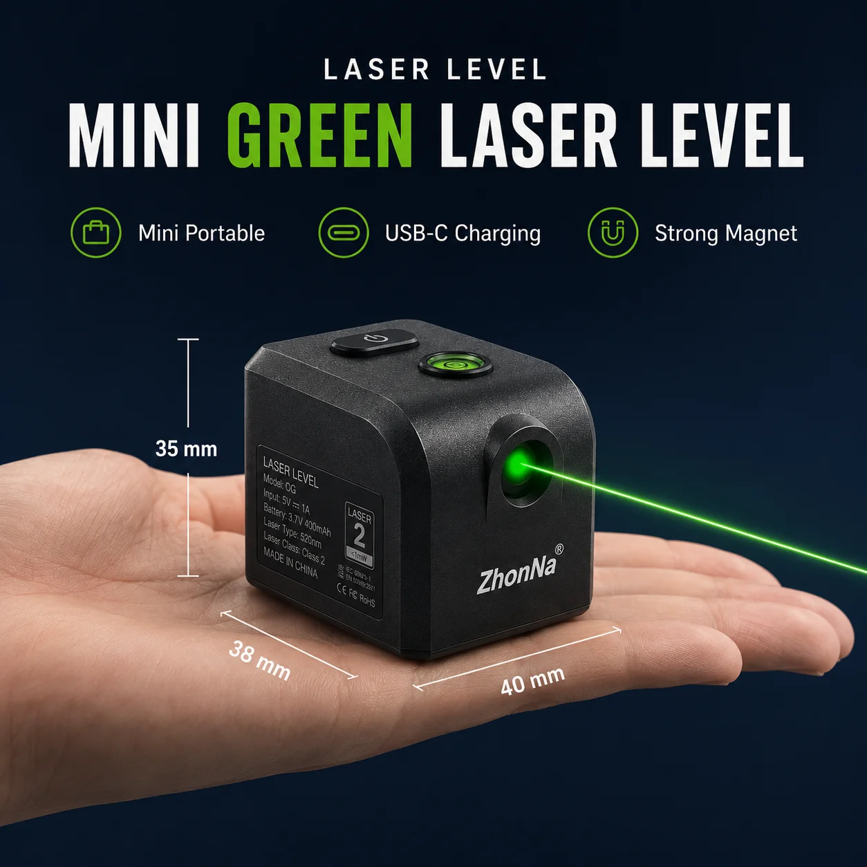 Mini Green/Red Laser Level for Indoor Golf Putting Alignment, USB Rechargeable Magnetic Portable Cross Line Dot Laser Tool