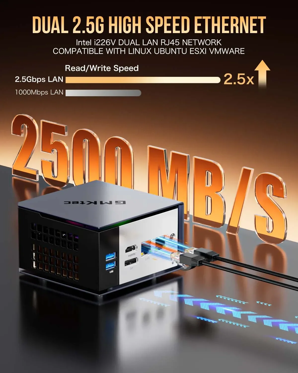 GMKtec EVO-X1 AI Mini PC Ryzen™ Al 9 HX 370 Radeon 890M Oculink Port CPU+CPU+NPU TDP 65W Windows 11PRO DDR5 5600Mhz WIIF 6