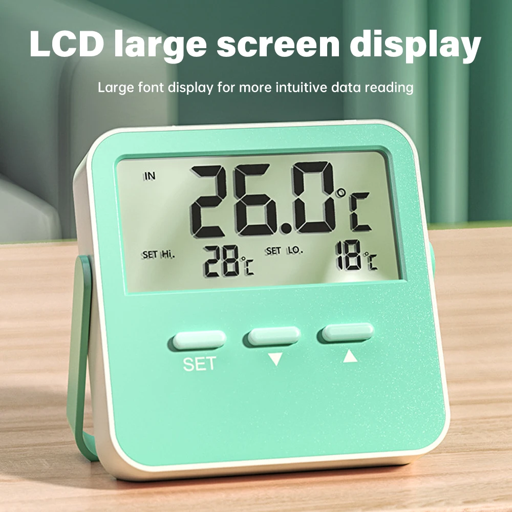 

Digital LCD Display Thermometer Wall Mounted Desktop Refrigerator Temperature Meter Alarm Battery Powered Aquarium Temp Alarm