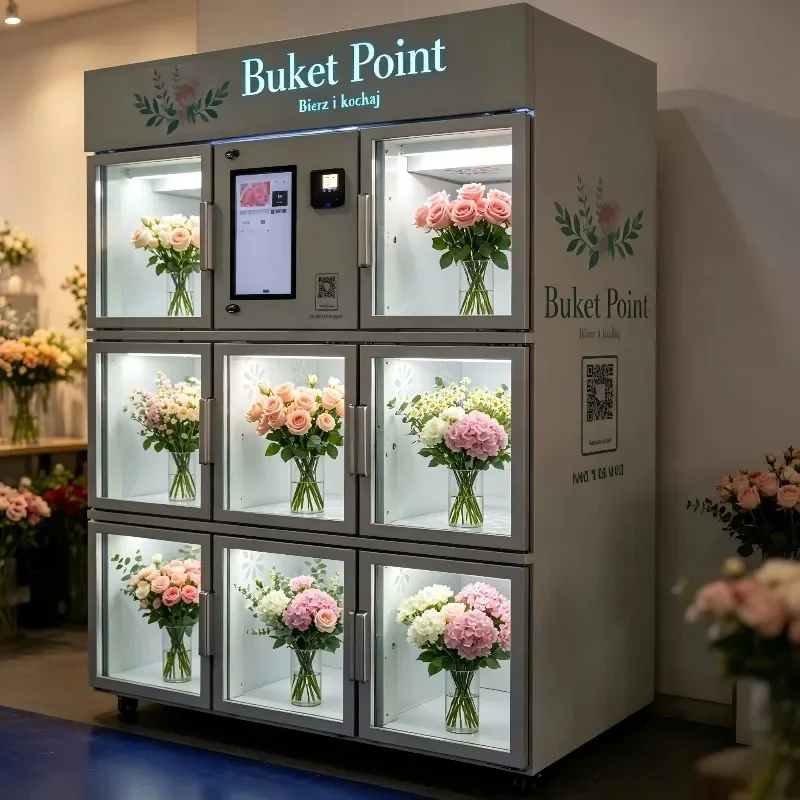8 Door Individual Compartments Flower Vending Machine Lockers/Small Business Ideas Vending Machine for Flowers