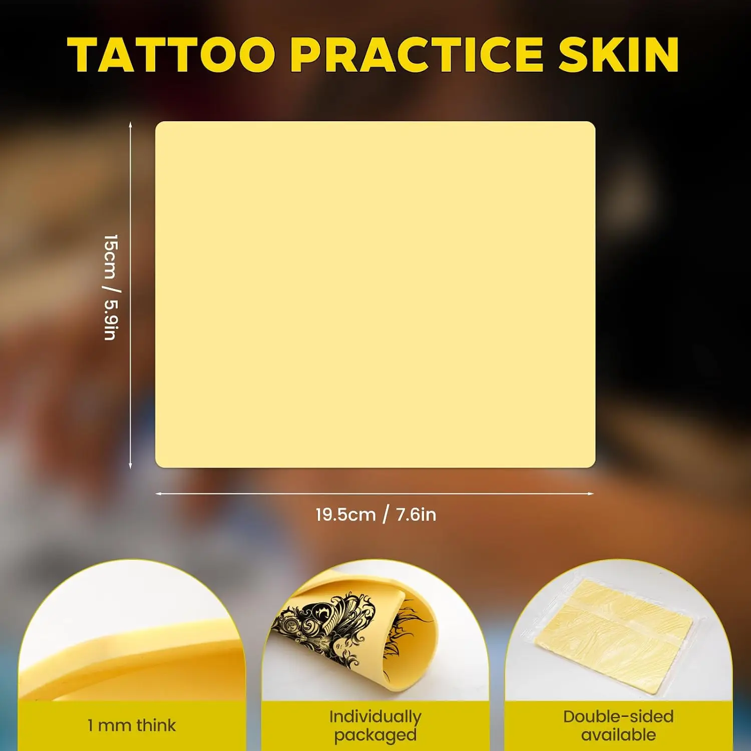 10Pcs Tattoo Practice Skins 3mm Thick Fake Skin Realistic Reusable Silicone Sheet for Beginners & Professional Artists