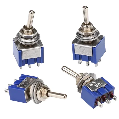 5Pcs Miniature Lever Toggle Switch Single Pole Double Throw ON-OFF-ON /ON-ON 120VAC 6A 1/4 Inch Mounting MTS-102 103 202