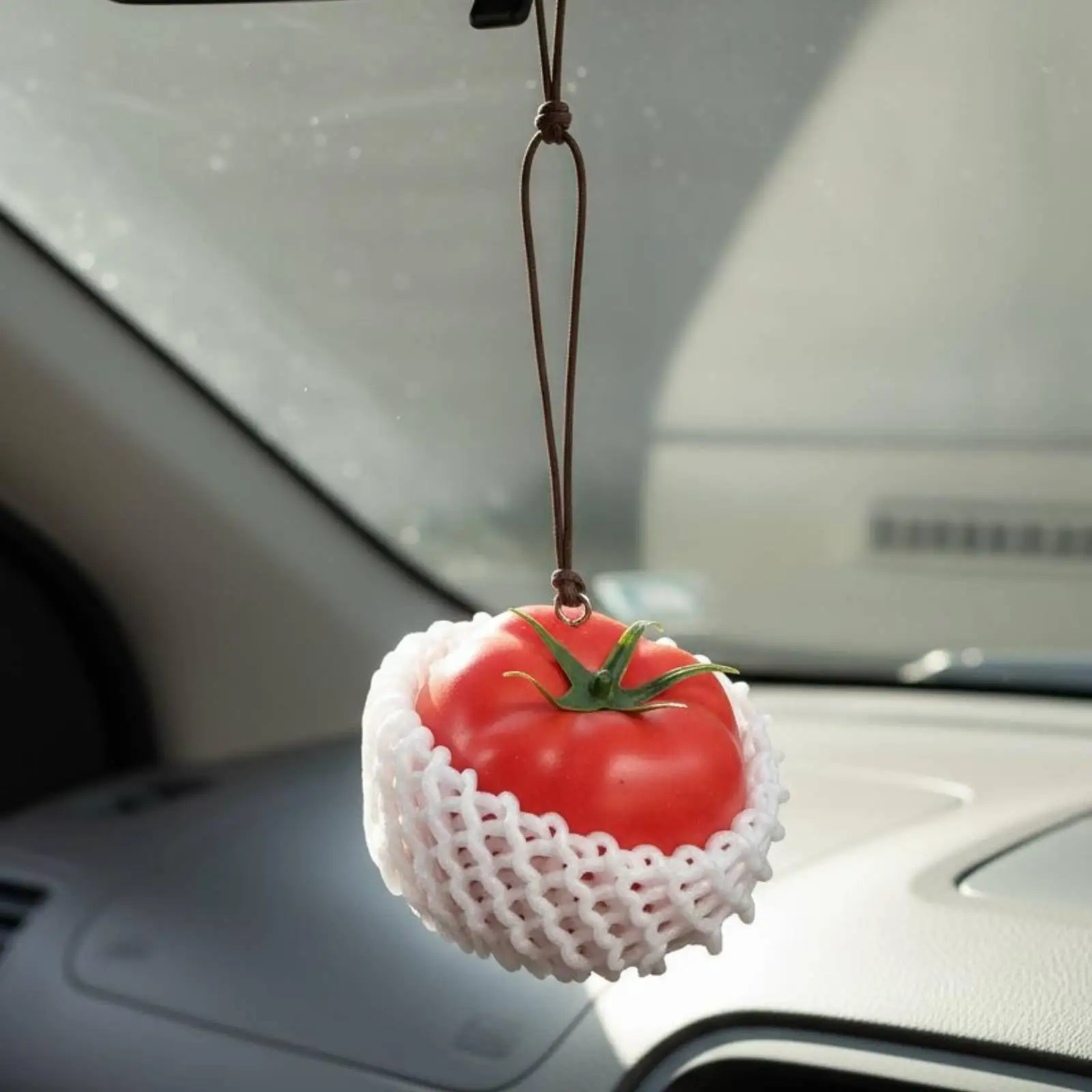 Creative Tomato Car Pendant Foam Fruit Charm Rearview Mirror Decoration Accessory for Vehicle Interior