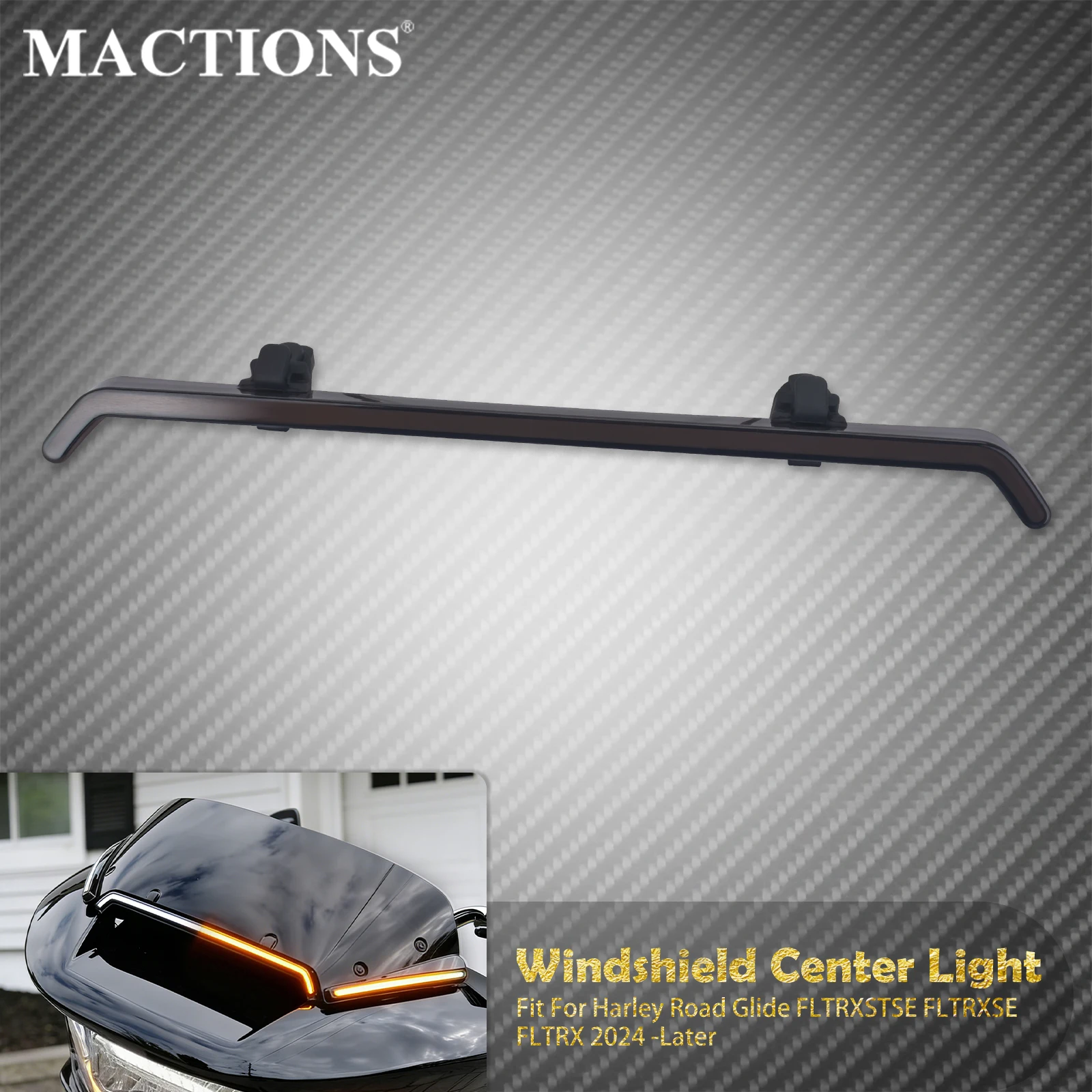 Motorcycle Windshield Center LED Light Turn Signal Running Lamp For Harley Touring Road Glide CVO 2023-Up FLTRXSTSE FLTRX 24-Up