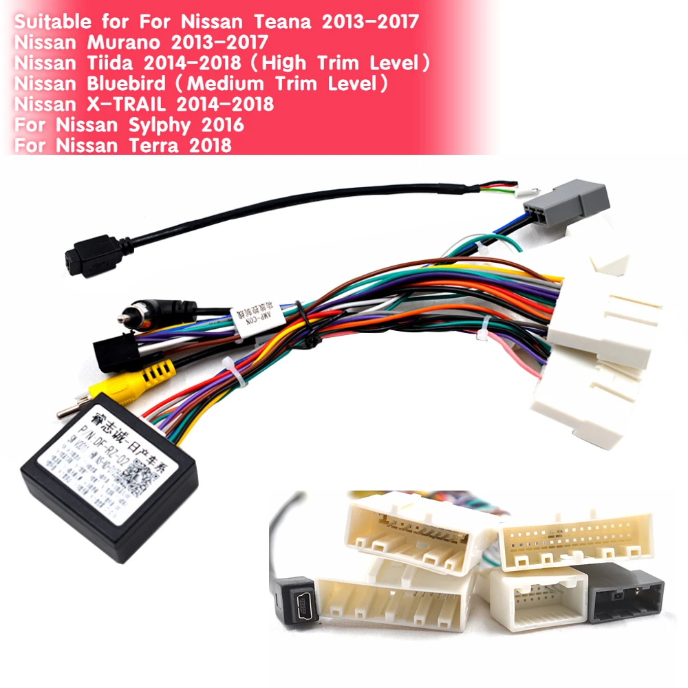 Car Gps Multimedia Cable Harness For Nissan X-TRAIL Teana Sylphy Tiida Power Cable Canbus Box Adapter