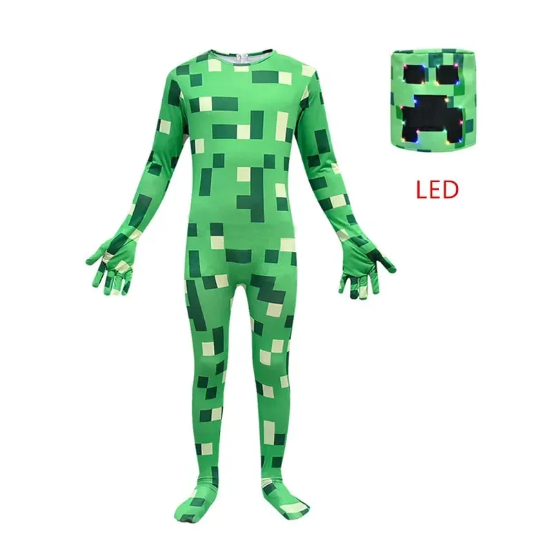 zz04zz12キッズボーイズハロウィン C-クリーパーズグリーン Cos 衣装面白いジャンプスーツパーカースウェットシャツ誕生日パーティージャケットアニメ生き抜く