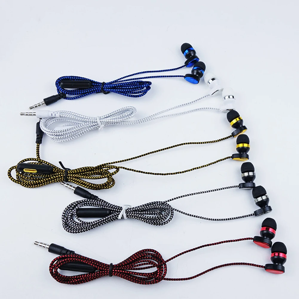 Wired Earphones 3.5mm In-ear Stereo Sports Earbuds Electroplating Game Heavy Bass Headphone For Mobile Phone Laptop