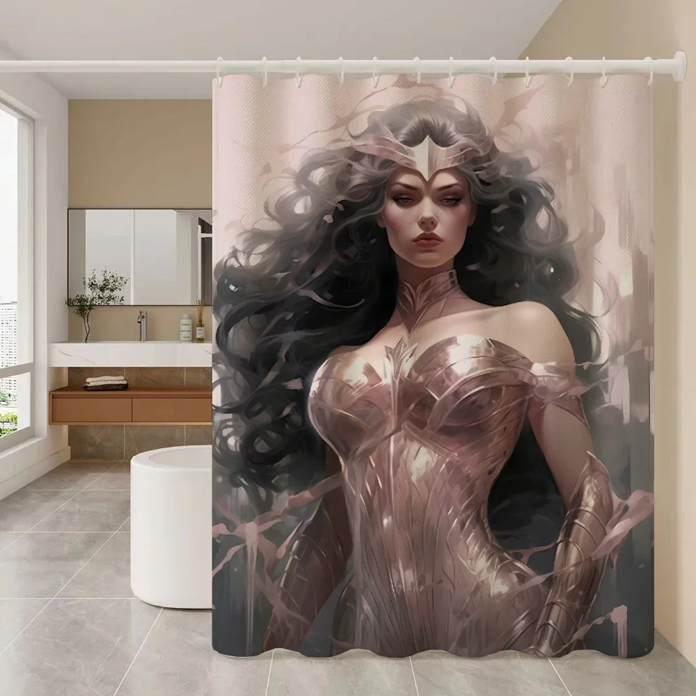 Shower Curtains for Bathroom DC Folding Partition Bath European Curtain Accessories Bedrooms Waterproof Fabric Things the Set