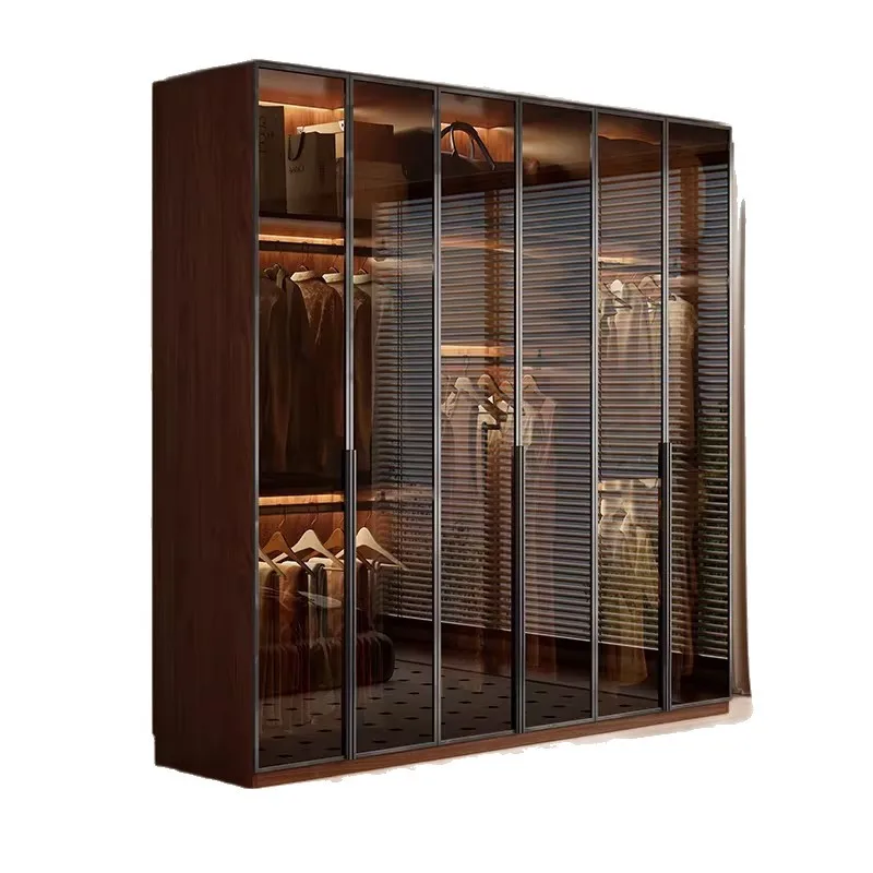 North American oak oak ENF grade solid wood wardrobe home medieval glass door new large wardrobe