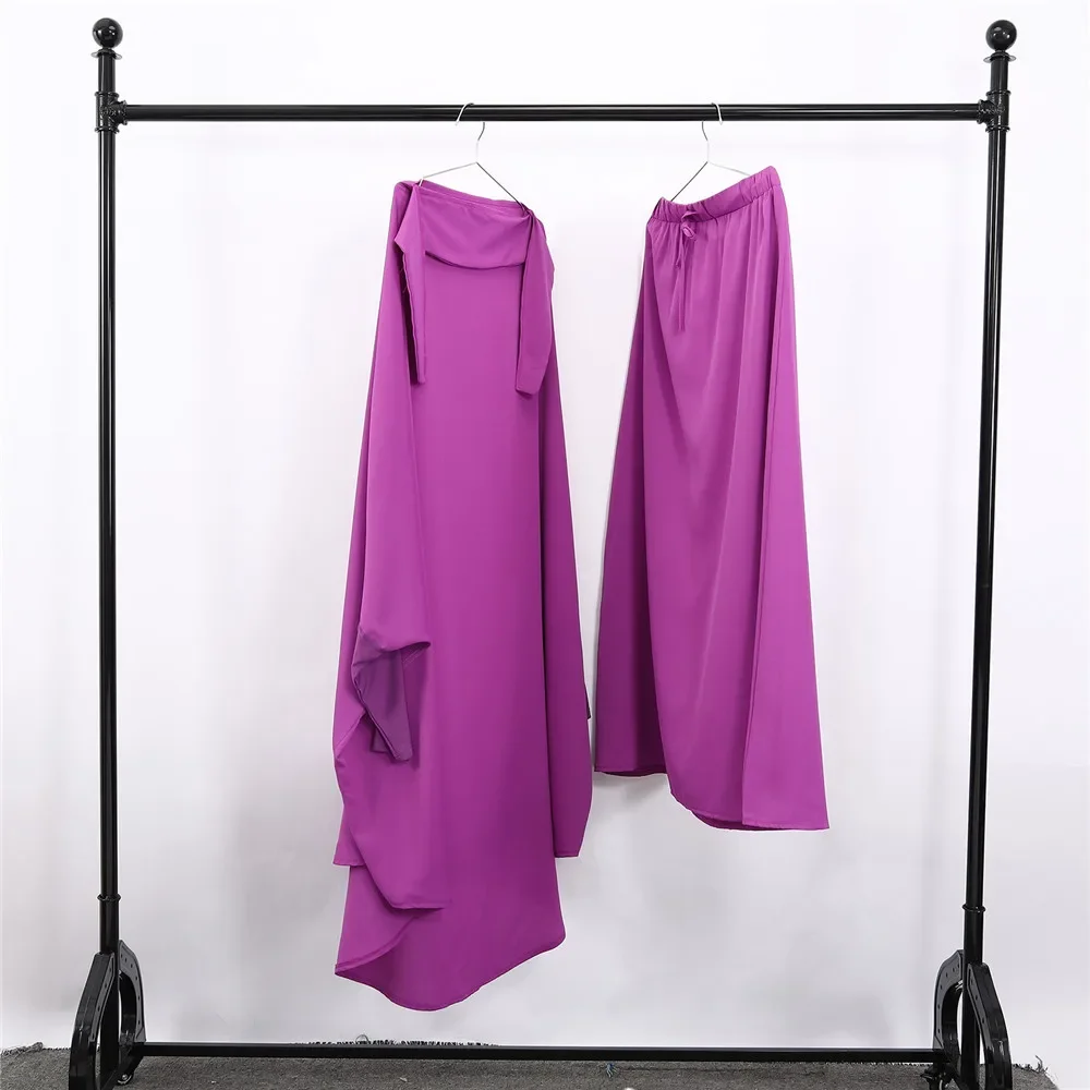 

Мусульманский женский молитвенный костюм из 2 предметов: химар, юбка, одежда для Рамадана и Ид, исламский хиджаб, платье, никаб, абайя, роба, кафтан