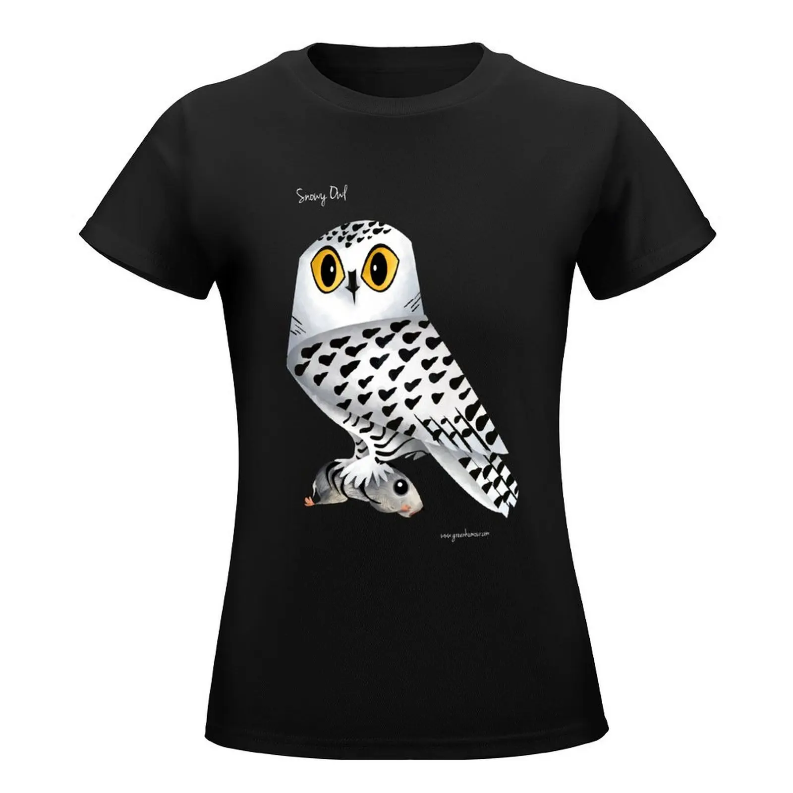 Snowy Owl with Lemming T-Shirt tops tees Aesthetic clothing cute tops woman t shirt