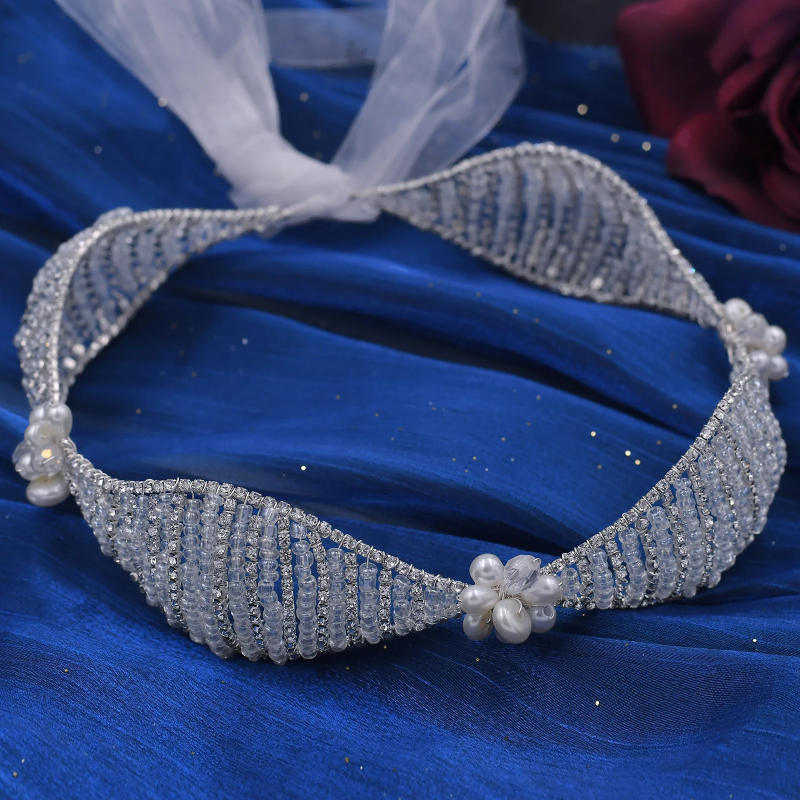 Elegant Beaded Bridal Headband Premium Wedding Hair Accessories for Women Stunning Pageant Headpiece Ideal for Bride HP478