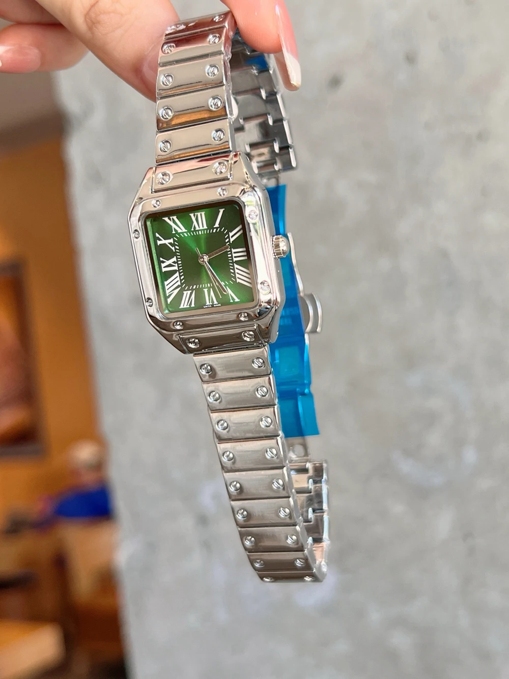 أزياء العلامة التجارية ساعات المعصم النساء فتاة السيدات ساحة جميلة الأرقام الرومانية نمط الصلب المعادن الفرقة الكوارتز ساعة فاخرة CA188