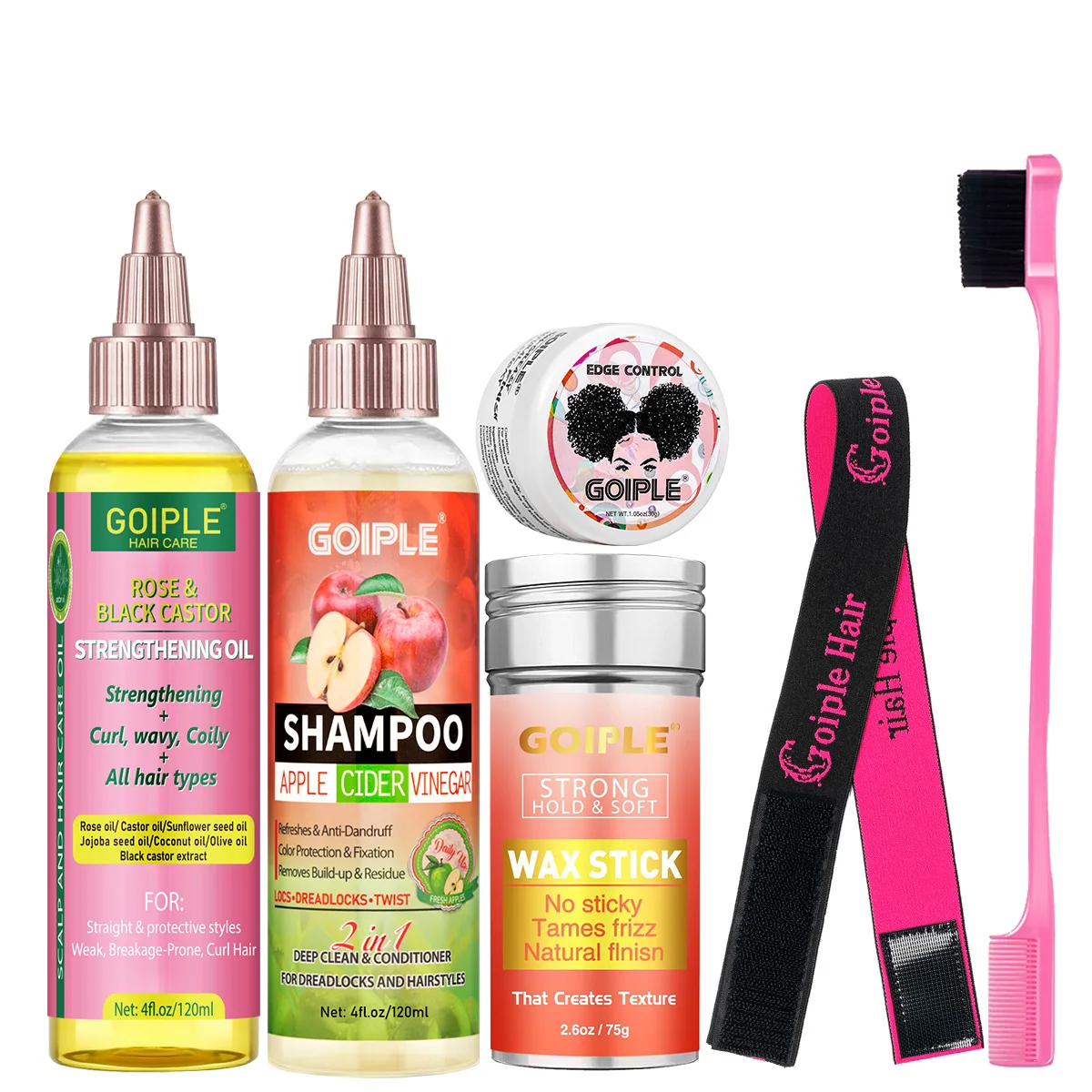 

Rose & Black Castor Moisturizing Nourishing Oil Apple Cider Vinegar Cleansing Conditioning Shampoo Styling Wax Edge Control Gel