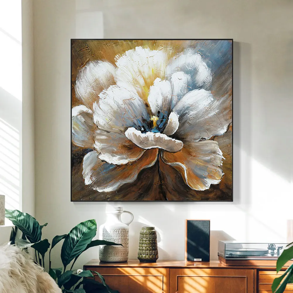 Chrysanthemum Flower Living Room Bedroom Decor 100% Handmade Canvas Abstract Hand Oil Painting Flower Picture