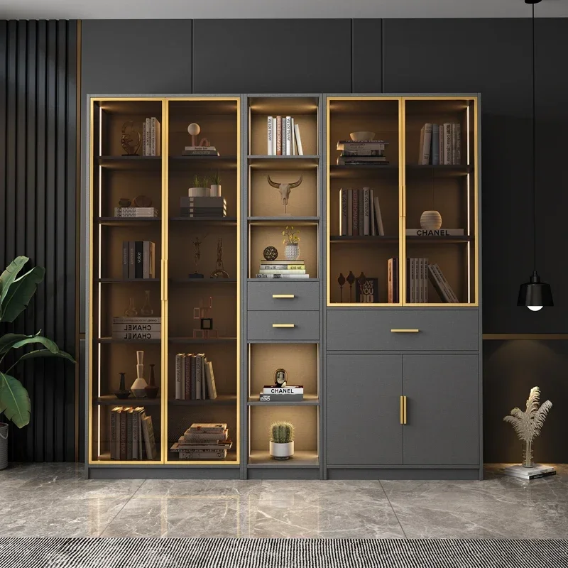 

AAModern Wooden Bookcase With Glass Door Living Room Home Furniture Bookcases & Bookshelves