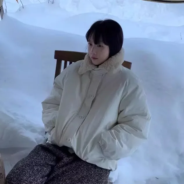 

Теплая хлопковая куртка-пальто с меховым воротником на молнии Dongda Gate Leobe Mena Pak для женщин, зимняя, для повседневной носки