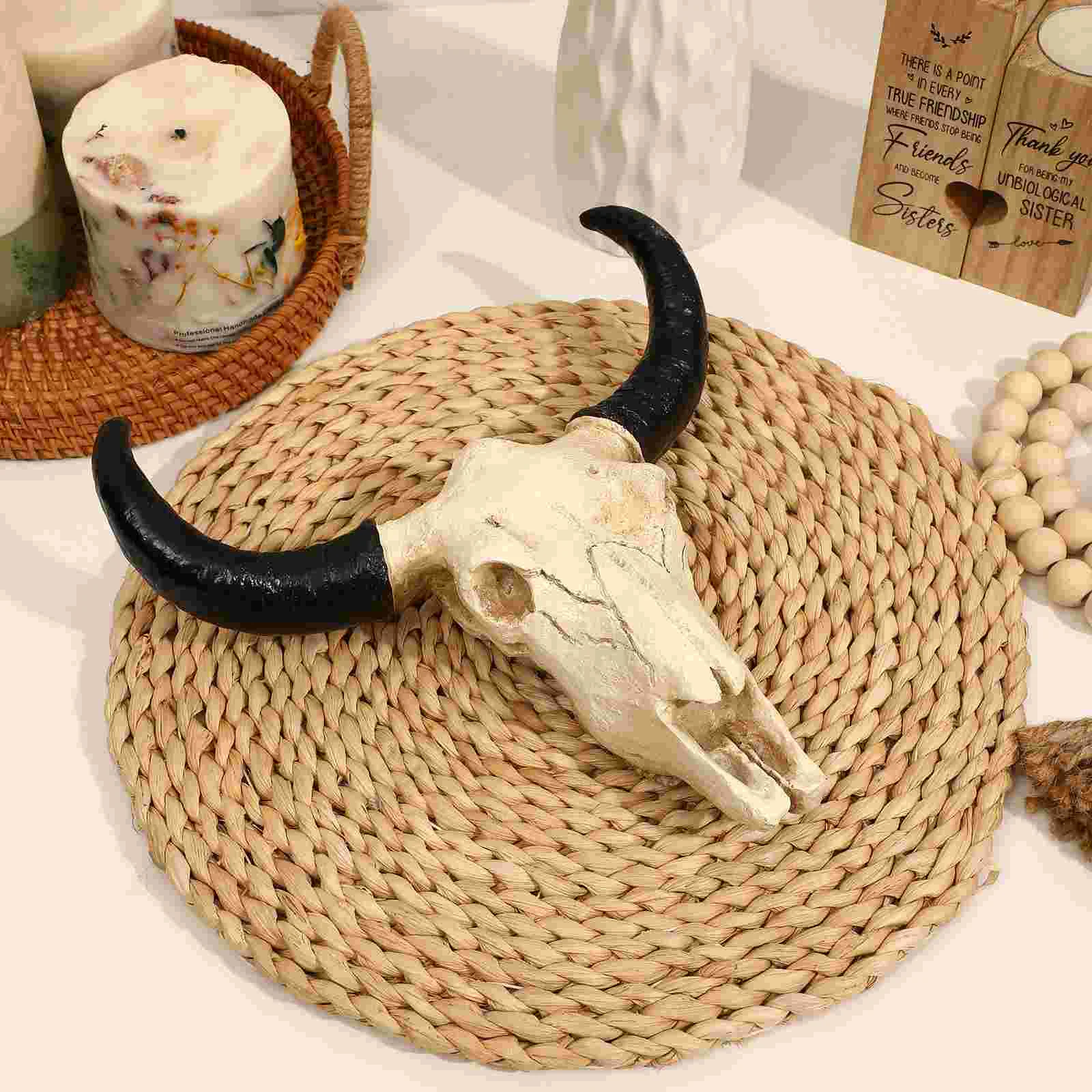 Cow Decorations for Home Longhorn Wall Animal Hanging Bull Skull Head Trumpet Man