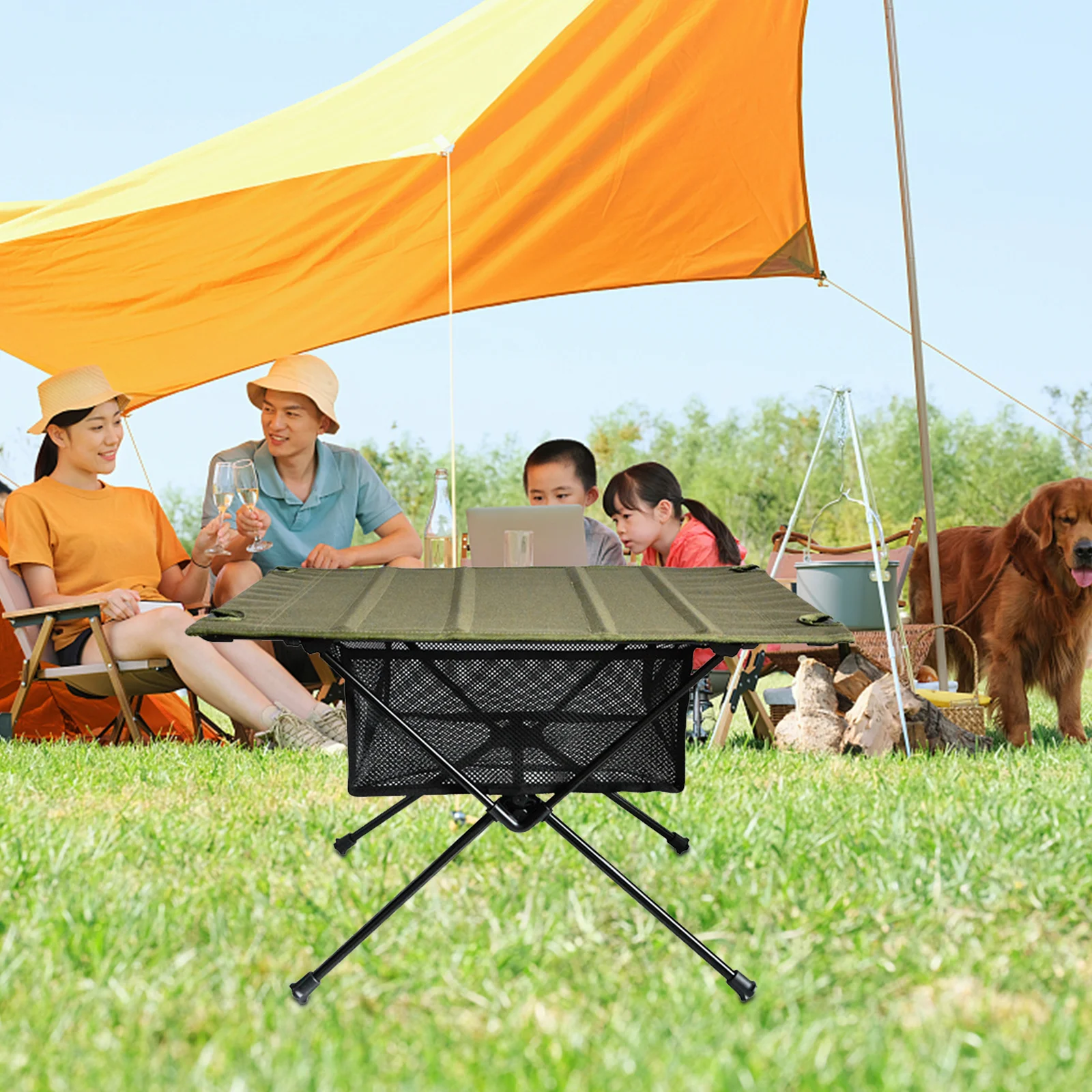 

Mesh Storage Bag for Folding Table Outdoor Camp Organizer Under Table Sundries Bag Durable Warp Knitting Accessories