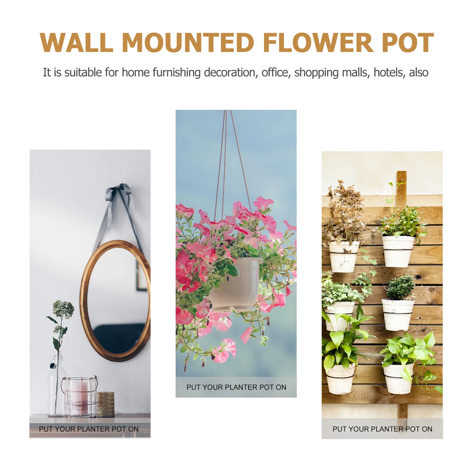 

Wall Mounted Flower Pot in Yellow Resin Material Hanging Hole Included for Home Office Kitchen Garden Decoration Plant Container