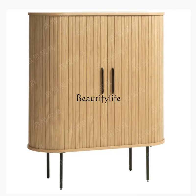 

Nordic solid wood dining side locker against the wall light luxury multi-functional high-end storage decorative cabinet