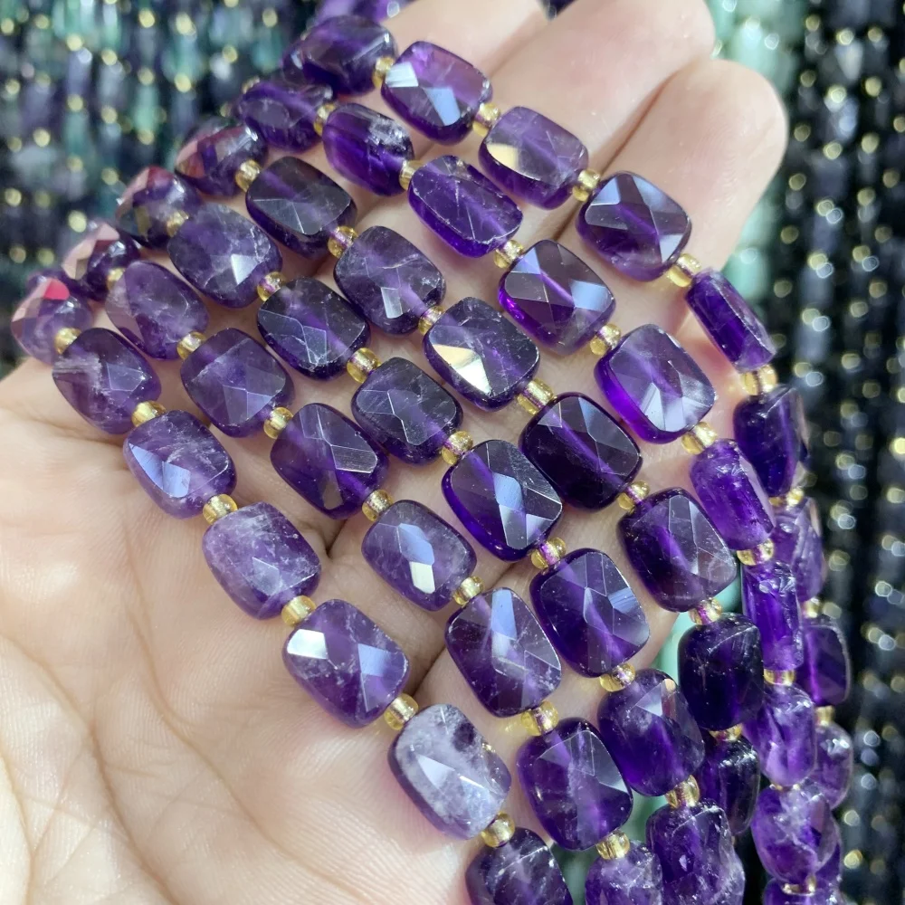 

Natural Amethyst square cut surface Amazonite 8x10mm lolite Loose Bead DIY Earrings Necklace Bracelet Jewelry Making