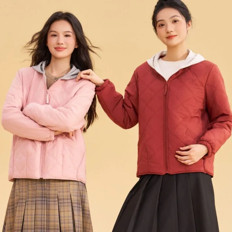 

Верхняя одежда, стильное теплое пригородное хлопковое пальто для повседневных курток, пальто, зима 2025, новая корейская шерстяная хлопковая куртка с капюшоном контрастного цвета