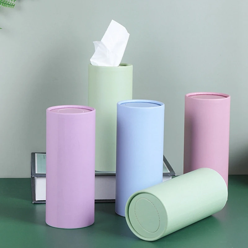 1PCS Morandi Round Tissue Box For Travel Car Home Office school Travel Cylinder Tissue With Facial Tissue Bulk Car Tissue Hold