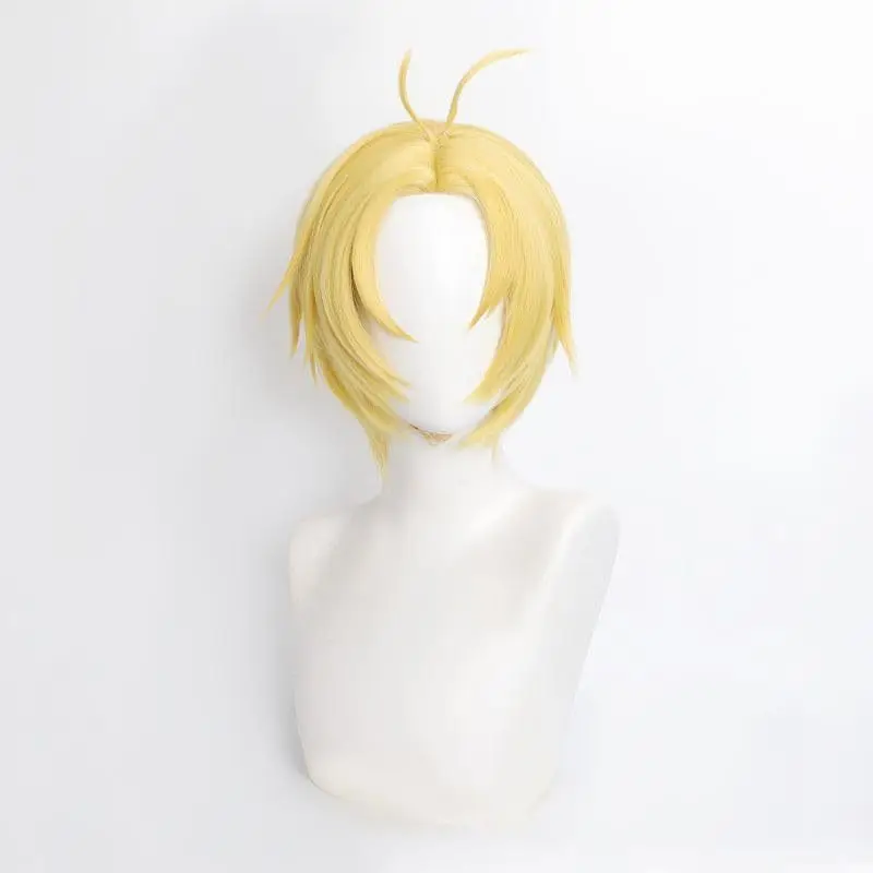 Sakamoto Daily Asakura Nobu Cosplay Wig Set With Simulated Scalp Light Gold Dull Bangs Style Anime Wig