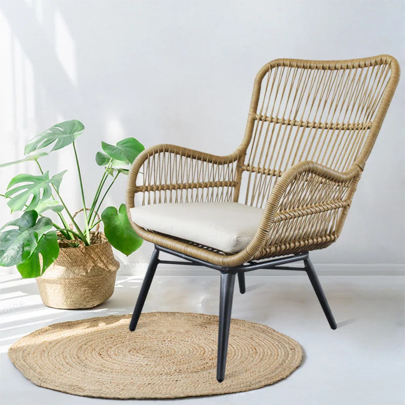 Rattan Dining Chairs Kitchen Furniture Armchair Rattan Chair Modern Minimalist Leisure Outdoor Nordic for Kitchen Designer Chair