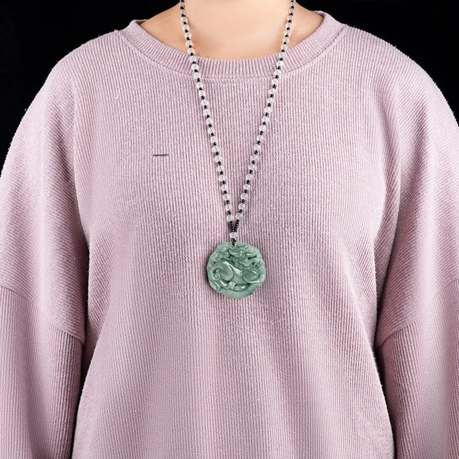 Natural Grade A Jade Jadeite Lucky Double Sided Yuanbao Pixiu Round Pendant for Gift Collectible