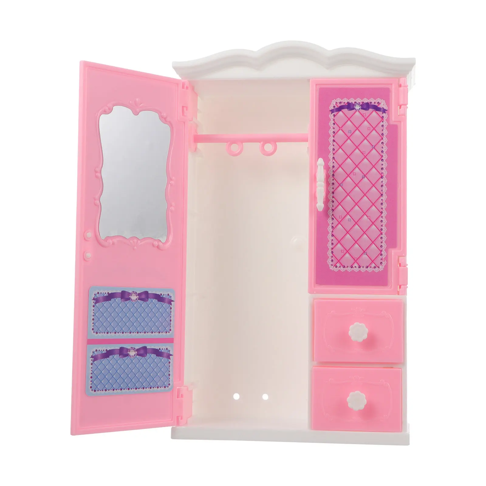 

Pink Mini Closet Wardrobe Clothes Organizer Lightweight Closet for Kids Playroom Accessory Furniture Toy