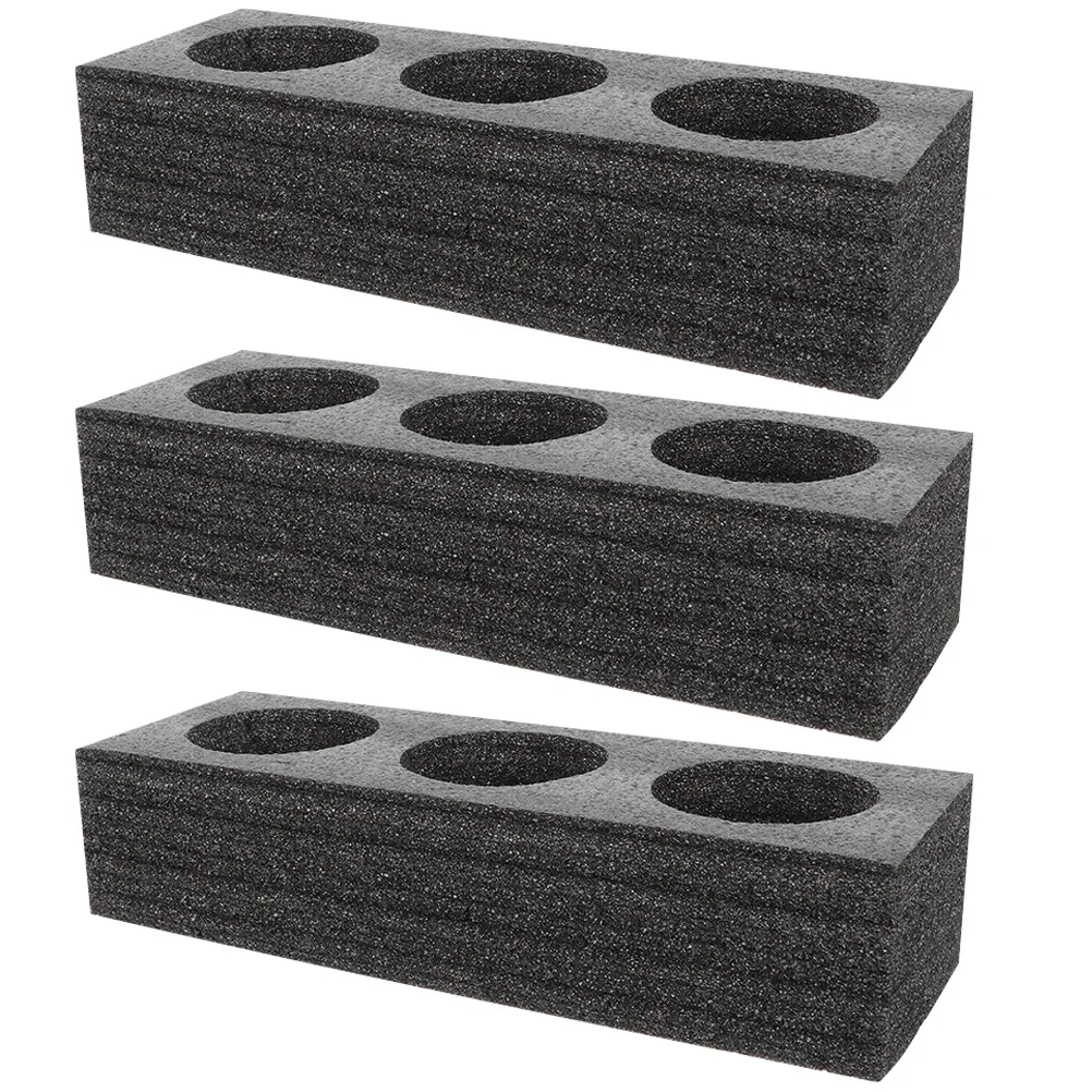 

3pcs Cup Holder Tray Beverage Takeout Pearl Cotton Black 3 Holes Universal Drink Carrier Safe Food Milk Tea Coffee Container